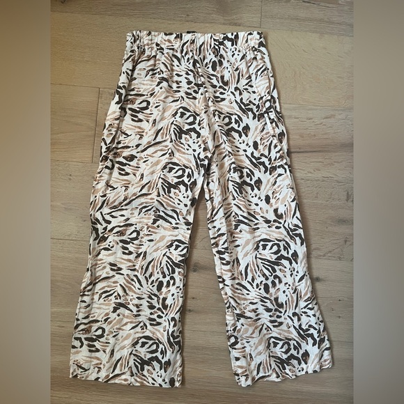 TAHARI High waisted Cropped Wide-Leg Pants 100% Linen Geometric Pattern Sz M*K20 - Picture 3 of 4